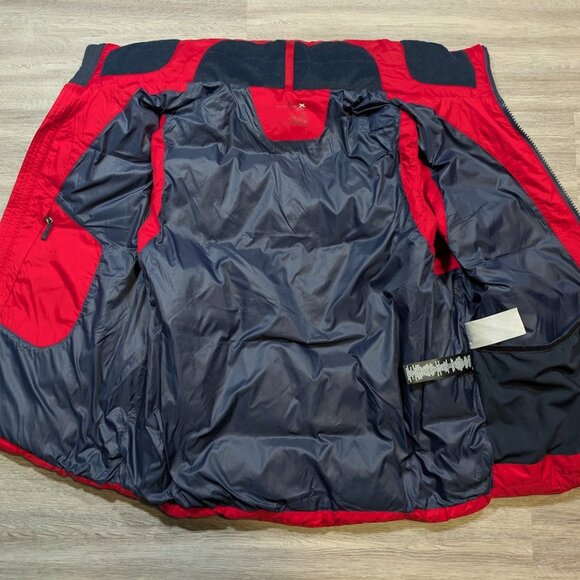 RLX Ralph Lauren Men's Large Down Puffer Vest Gilet Red Navy Full Zip - Picture 8 of 11